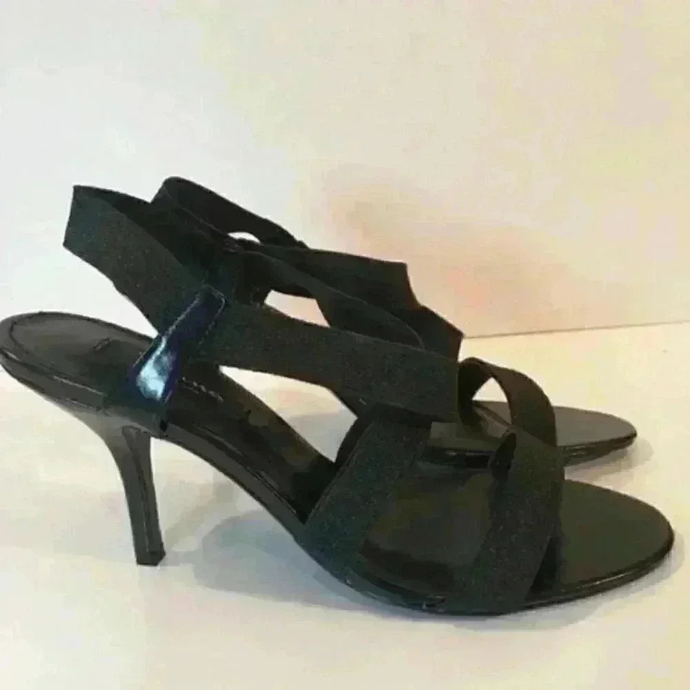 New Nina Womens Heels Black Strappy Open Toe Party